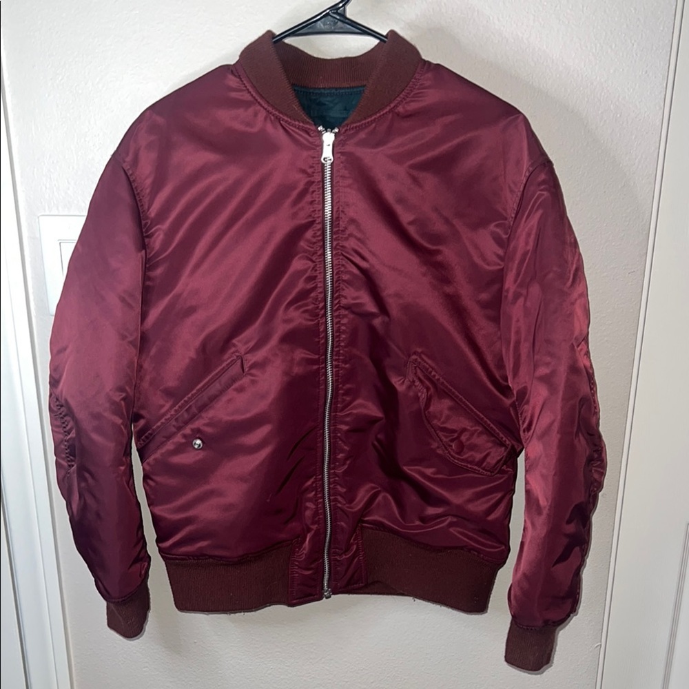 Reversible Burgundy/Green Bomber Jacket